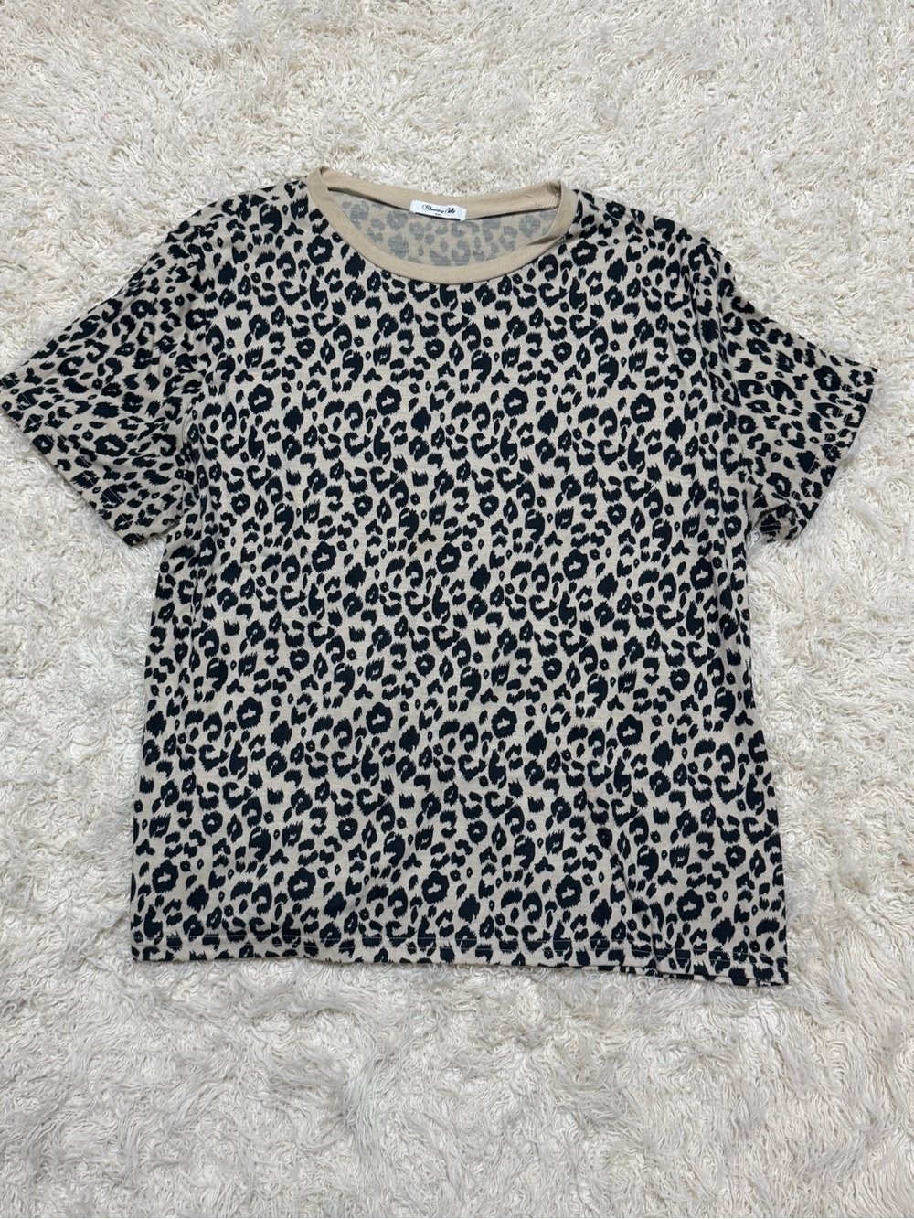 Blooming Jelly XXL Leopard Print Short Sleeve Tee - Beige/Black